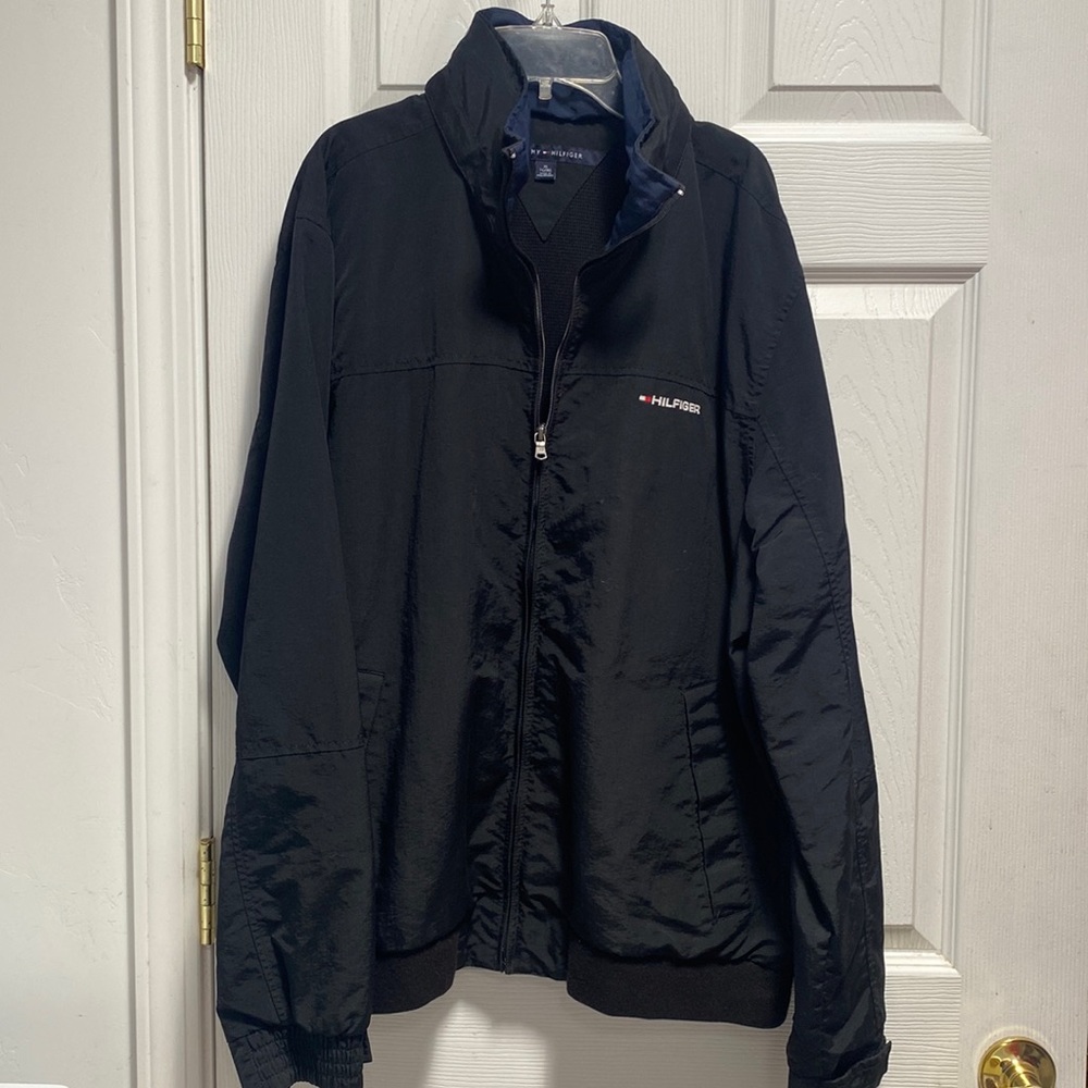 Tommy Hilfiger jacket rain jacket and hoodie pops out from collar